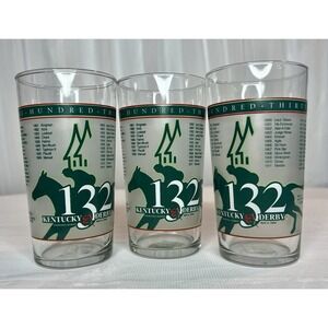 (3) Vintage 2006 132nd Official Kentucky Derby Mint Julep Glasses MINT Condition